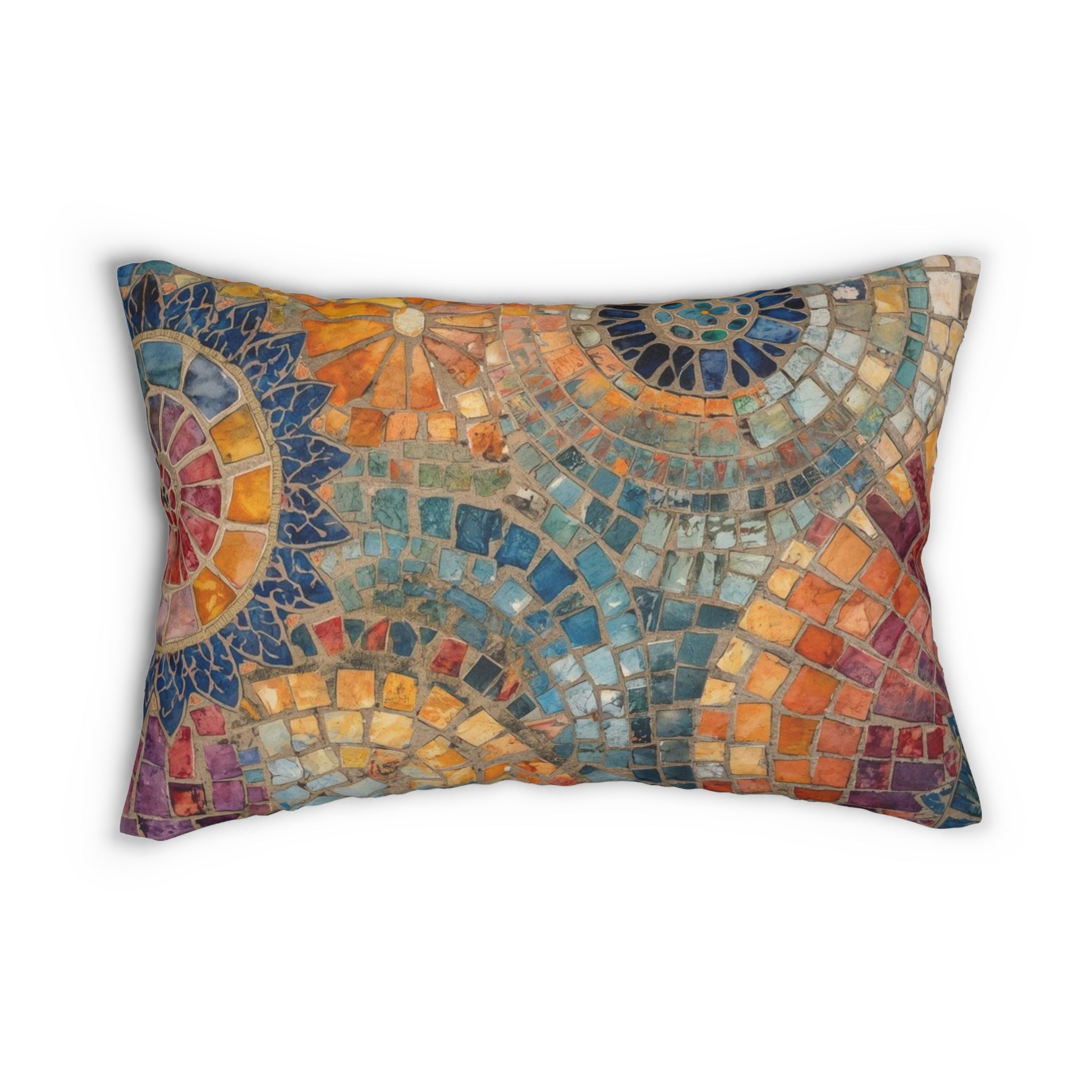 Colorful Mosaic Lumbar Pillow Boho Throw Pillow Home Decor - Rosetta Creative Boutique